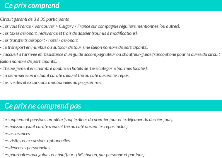 Conditions tarifaires