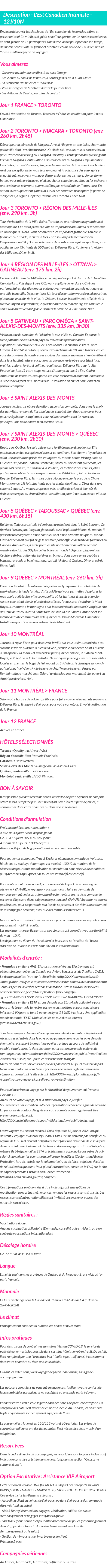 Détails du séjour