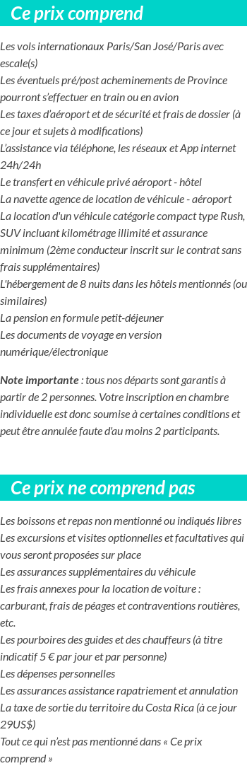 Conditions tarifaires