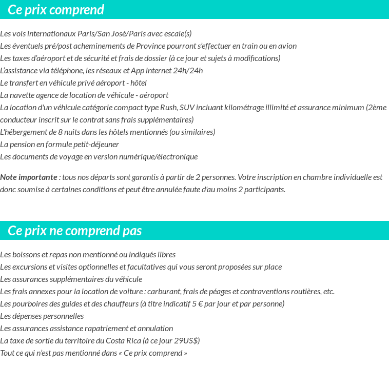 Conditions tarifaires