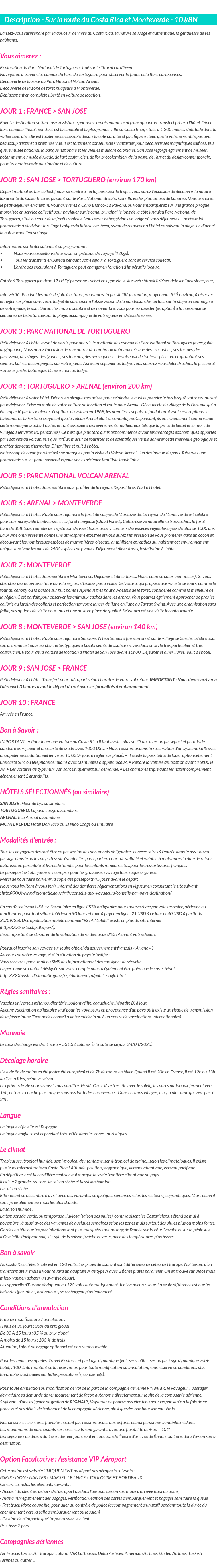 Détails du séjour