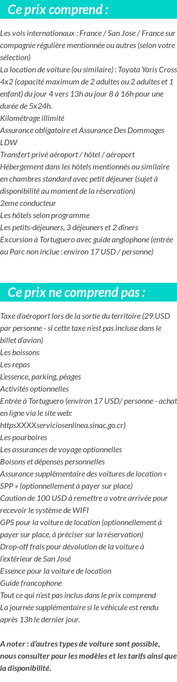 Conditions tarifaires