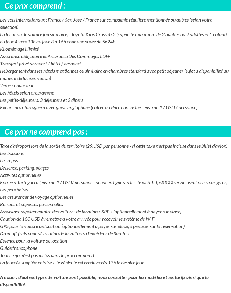 Conditions tarifaires