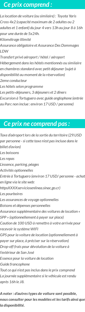 Conditions tarifaires