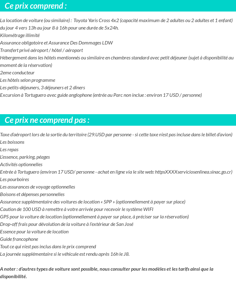Conditions tarifaires