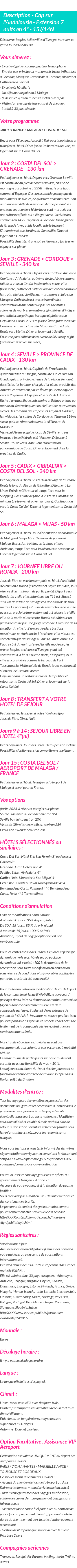 Détails du séjour