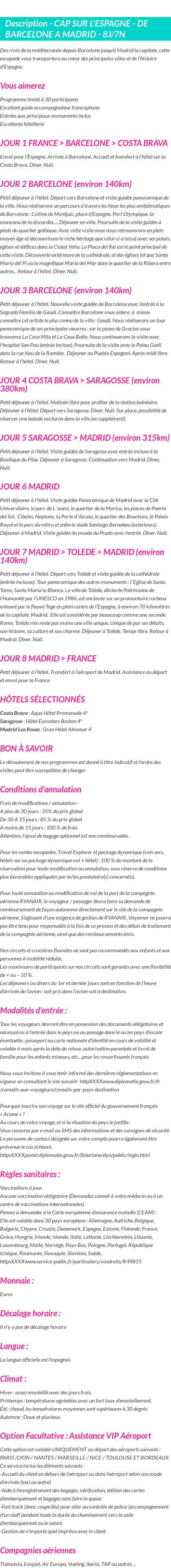 Détails du séjour