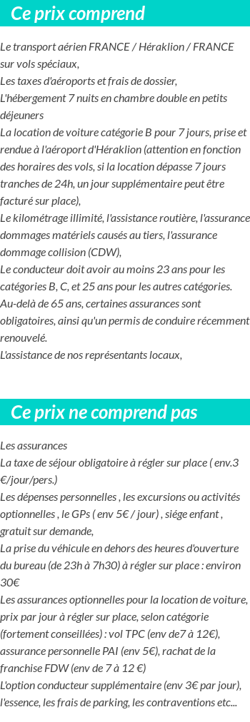 Conditions tarifaires