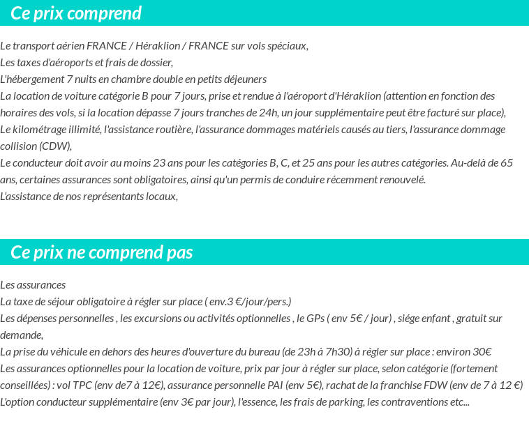 Conditions tarifaires
