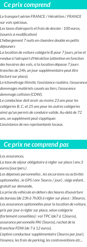 Conditions tarifaires