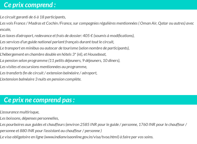 Conditions tarifaires