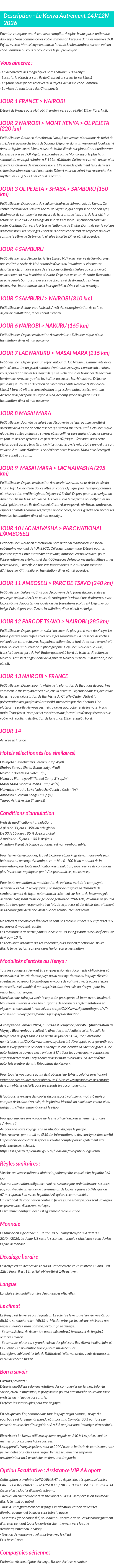 Détails du séjour