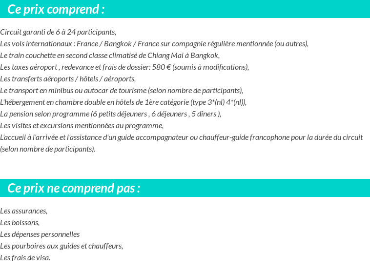 Conditions tarifaires