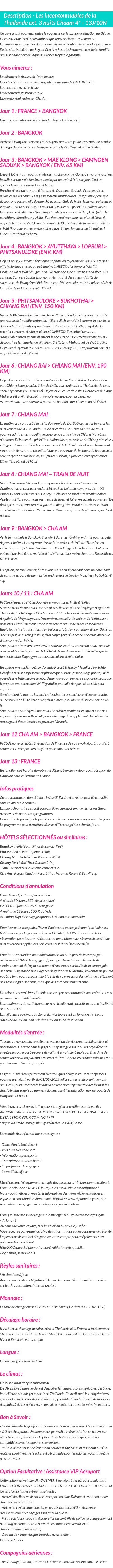 Détails du séjour
