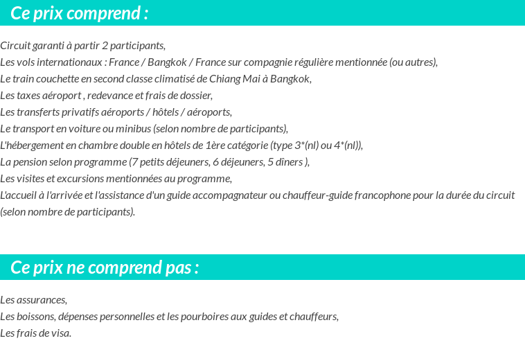 Conditions tarifaires