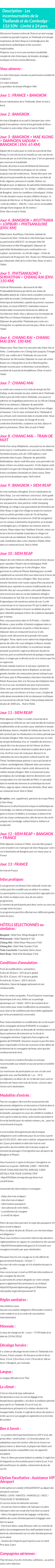 Détails du séjour