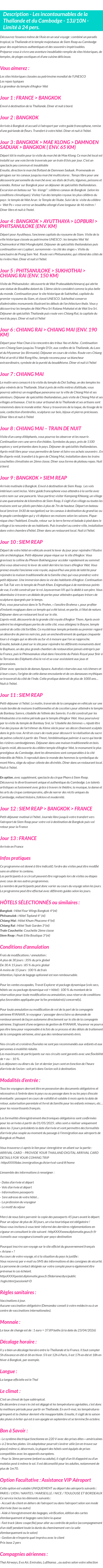 Détails du séjour
