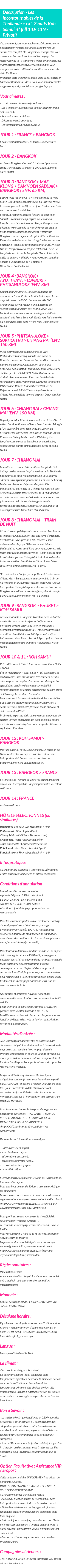 Détails du séjour