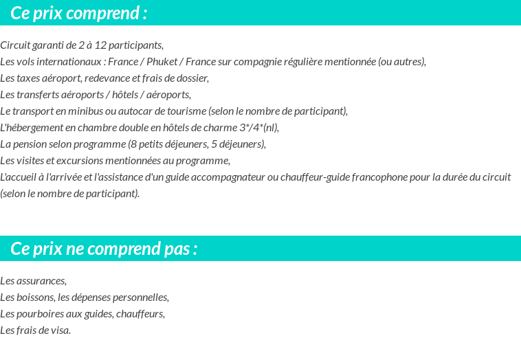 Conditions tarifaires