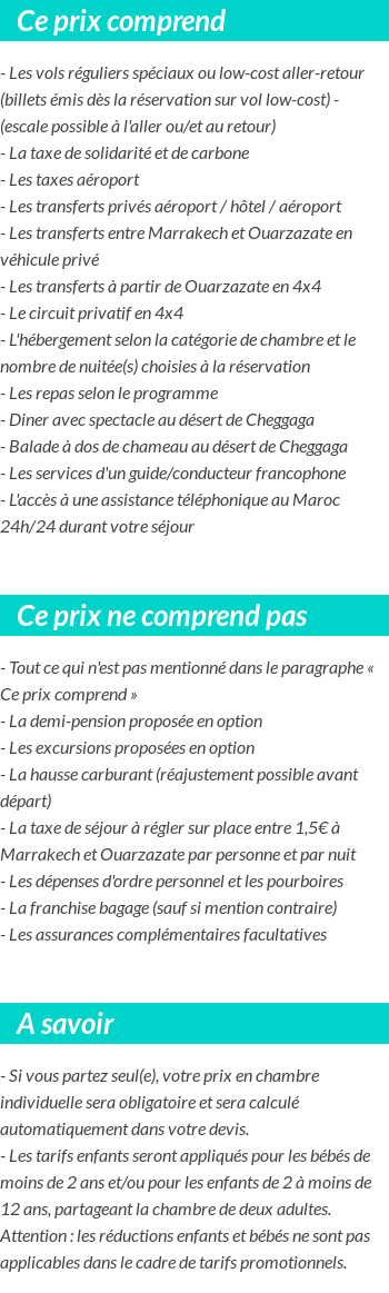 Conditions tarifaires