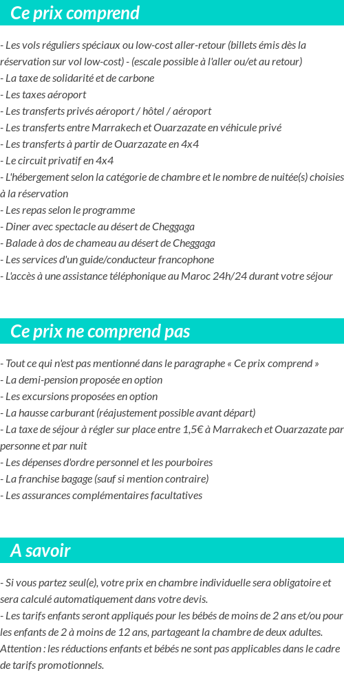 Conditions tarifaires