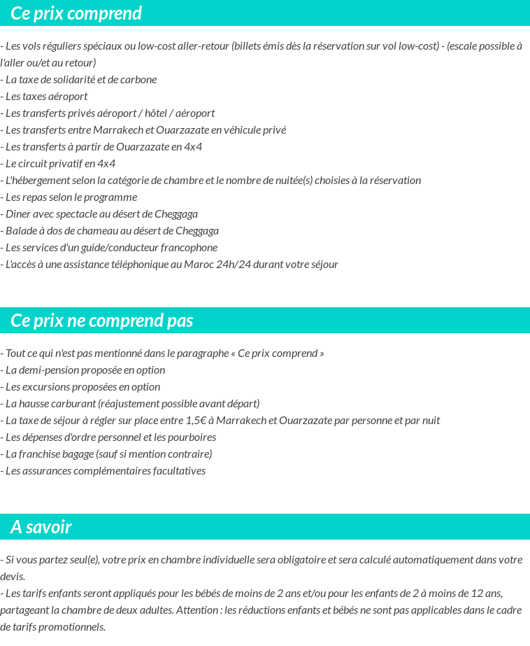 Conditions tarifaires
