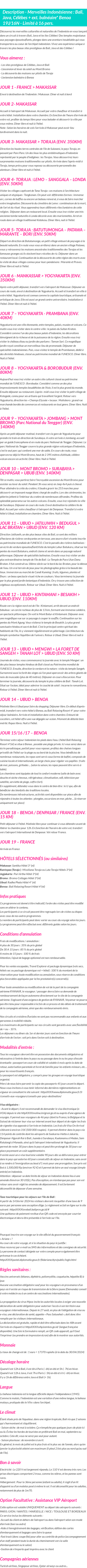 Détails du séjour