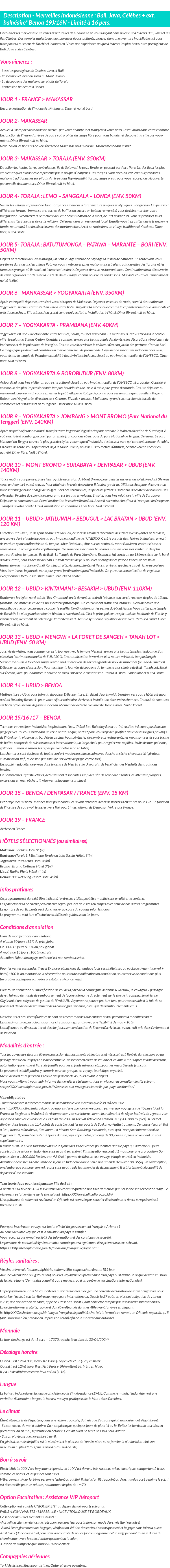 Détails du séjour