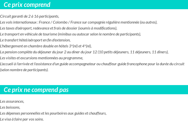 Conditions tarifaires