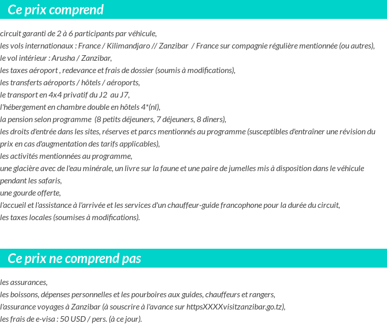 Conditions tarifaires