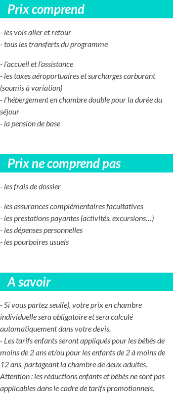 Conditions tarifaires