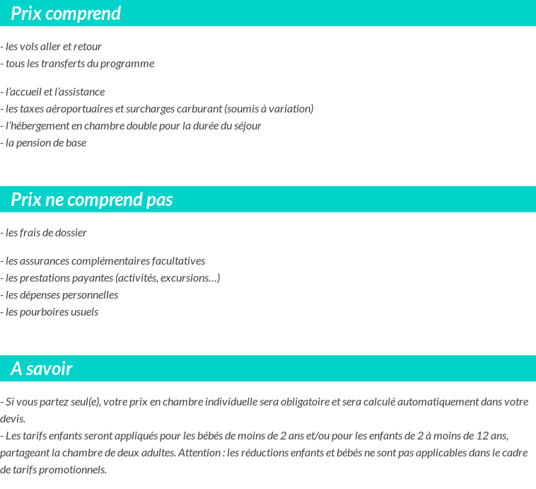Conditions tarifaires