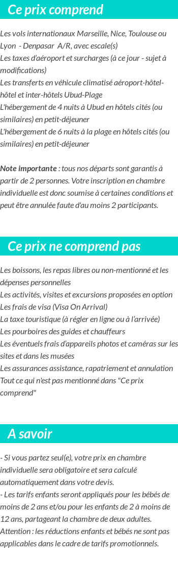 Conditions tarifaires