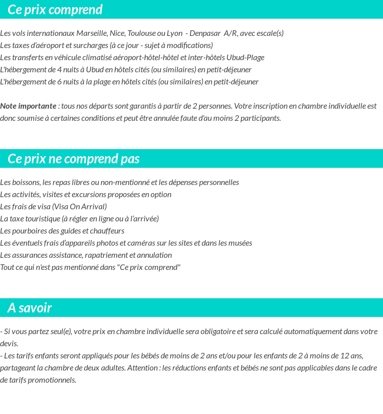 Conditions tarifaires