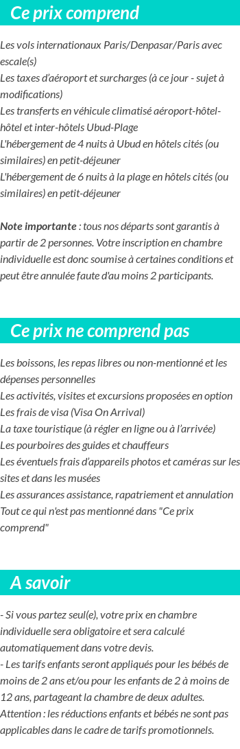 Conditions tarifaires