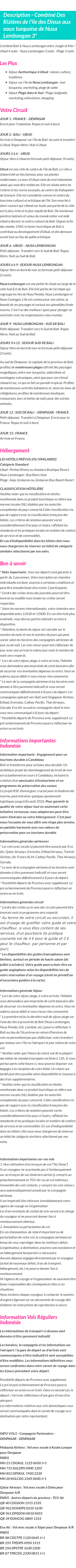 Détails du séjour
