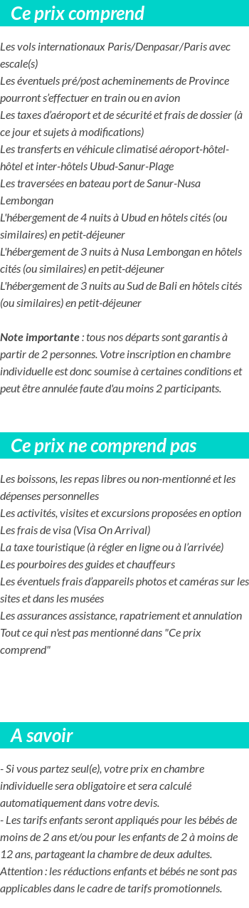 Conditions tarifaires