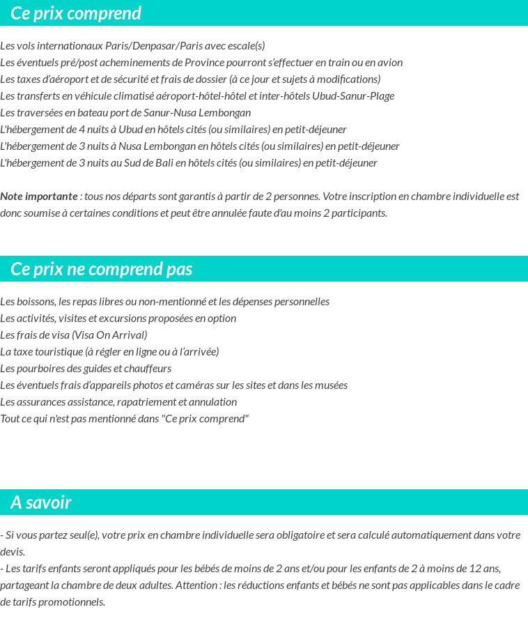 Conditions tarifaires