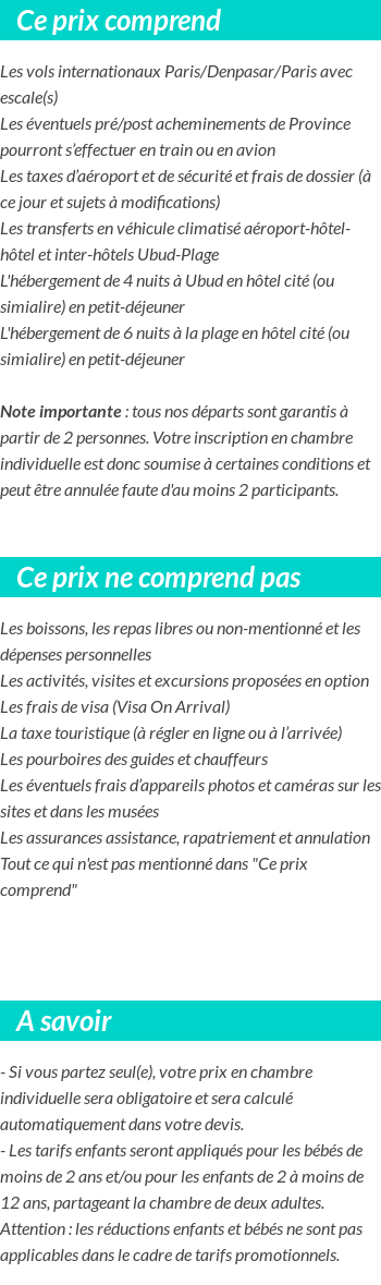 Conditions tarifaires