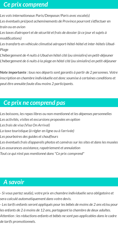Conditions tarifaires