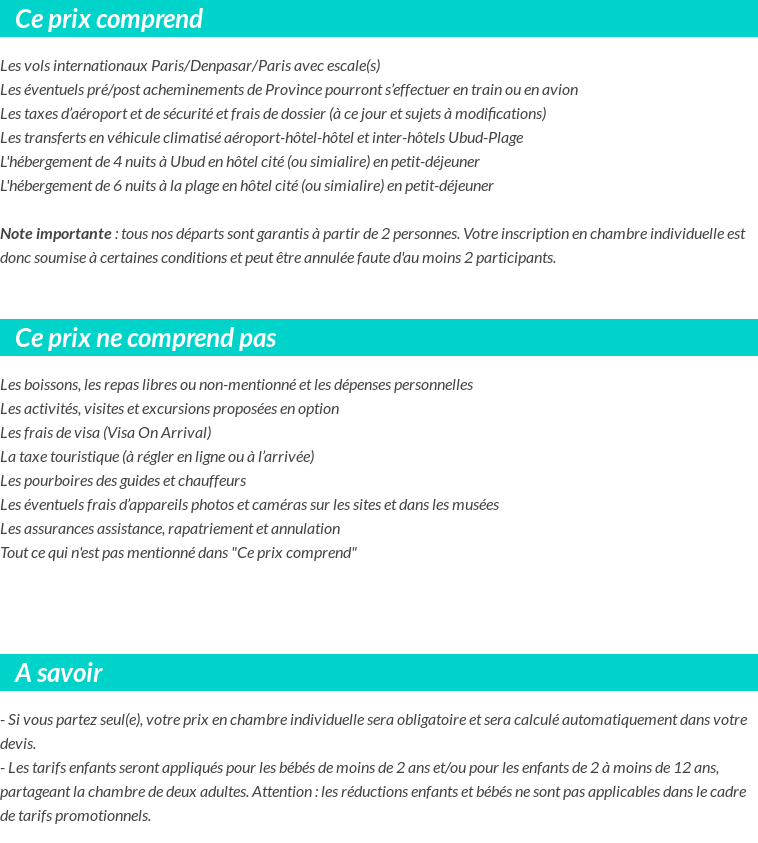 Conditions tarifaires