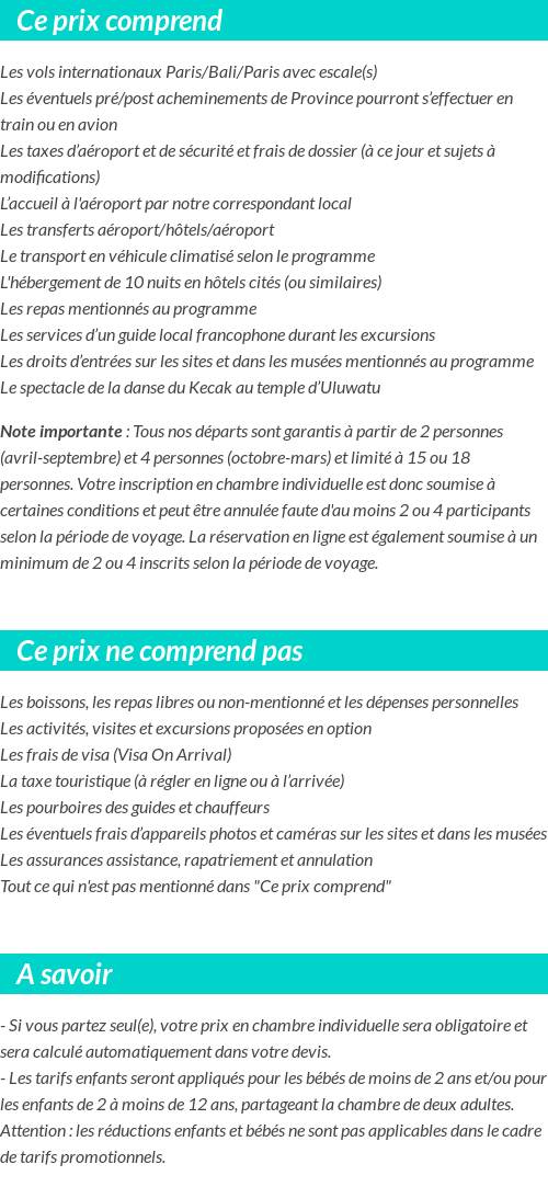 Conditions tarifaires