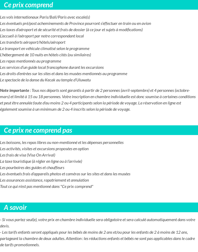 Conditions tarifaires