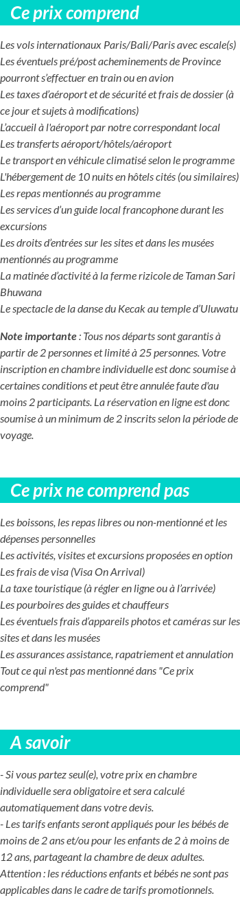 Conditions tarifaires