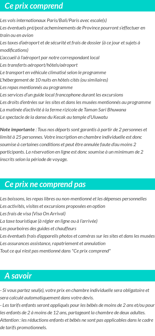 Conditions tarifaires