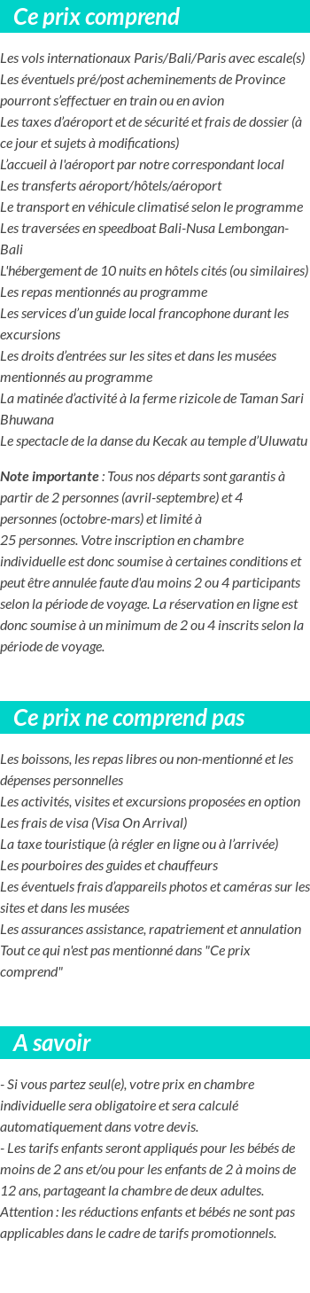 Conditions tarifaires