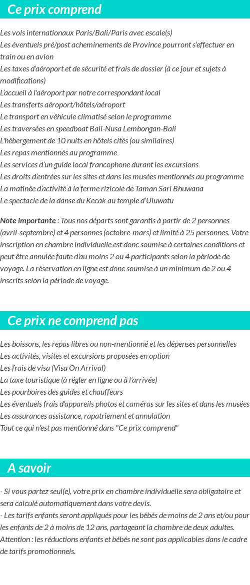 Conditions tarifaires