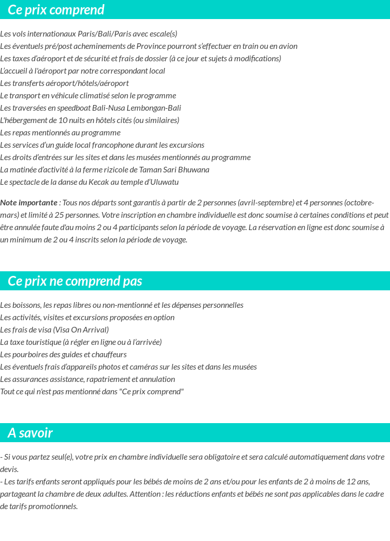 Conditions tarifaires
