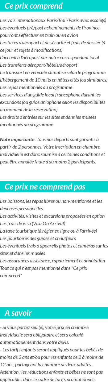 Conditions tarifaires