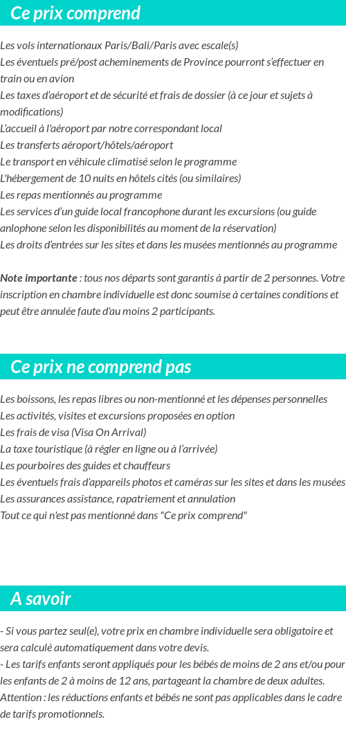 Conditions tarifaires